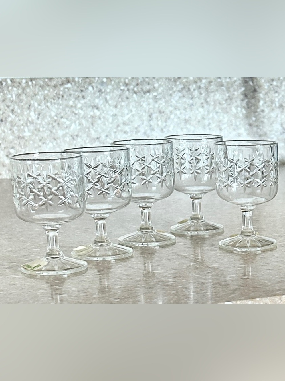 Vtg USSR Beryozka Crystal Shot  Glasses 5 Soviet Barware Gus Khrustalny